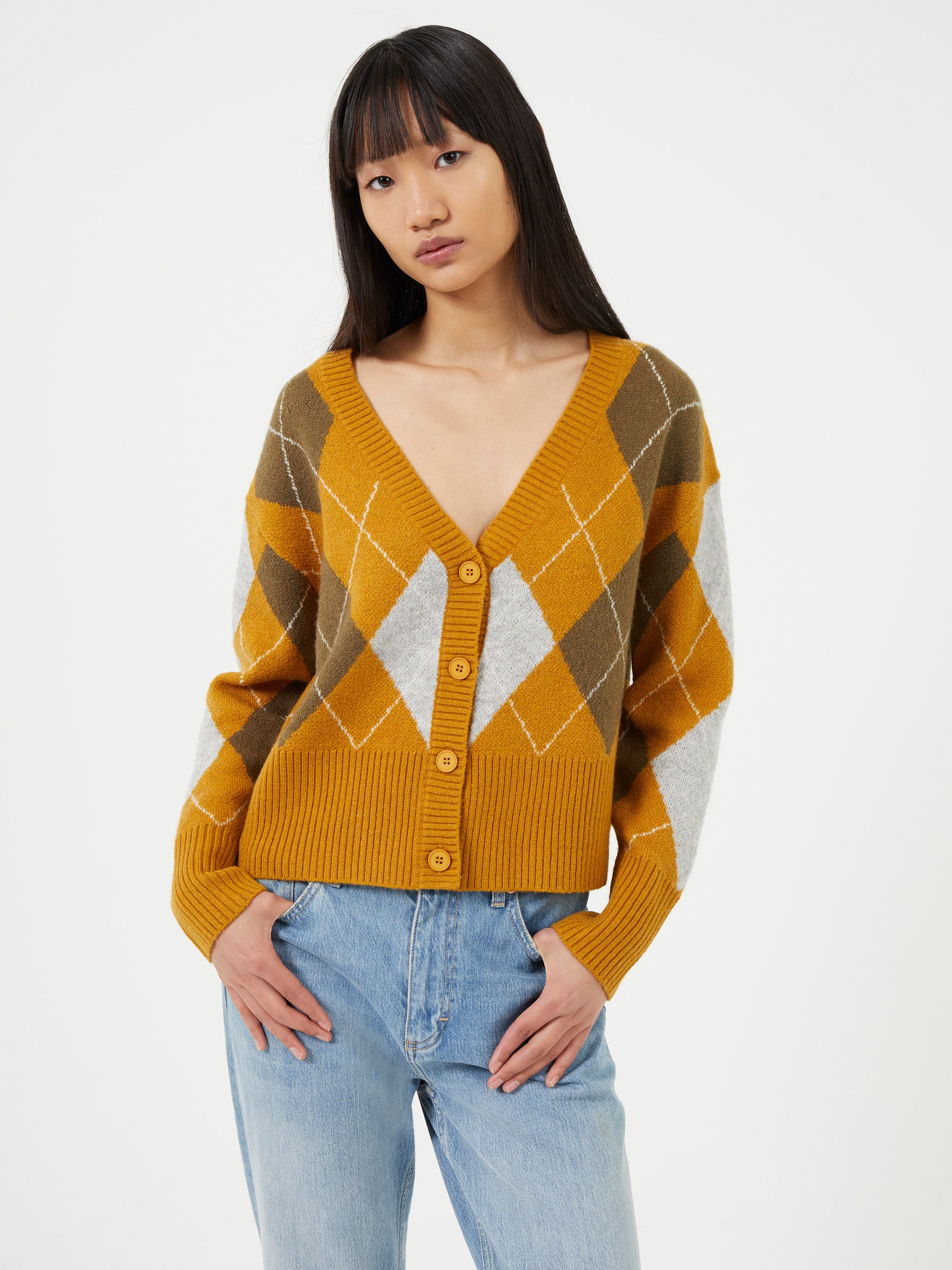 Argyle cardigan women's hotsell