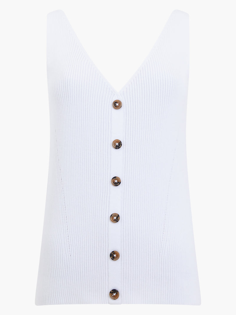 Ribbed Button Through Vest White | French Connection UK