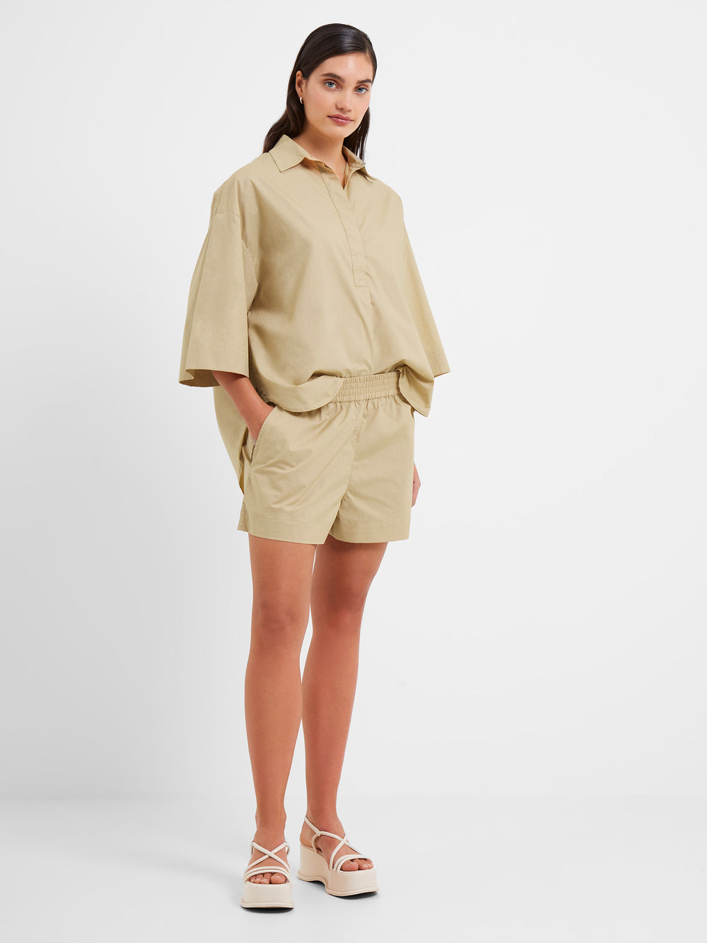 Rhodes Poplin Shorts Incense French Connection UK