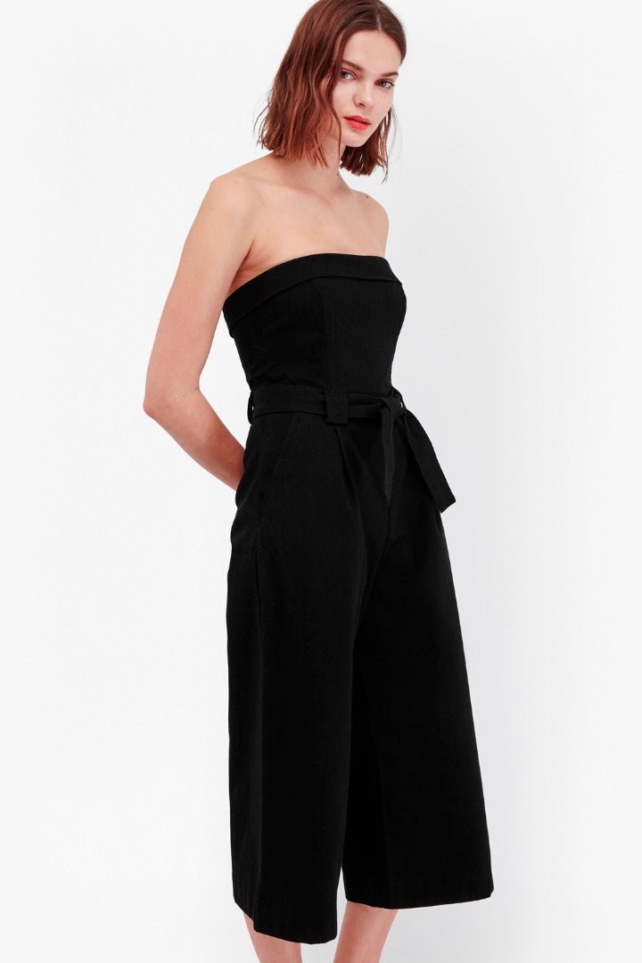 Kenyan Twill Strapless Jumpsuit Black | French Connection UK