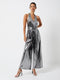 Ronja Liquid Metallic Jersey Backless Jumpsuit
