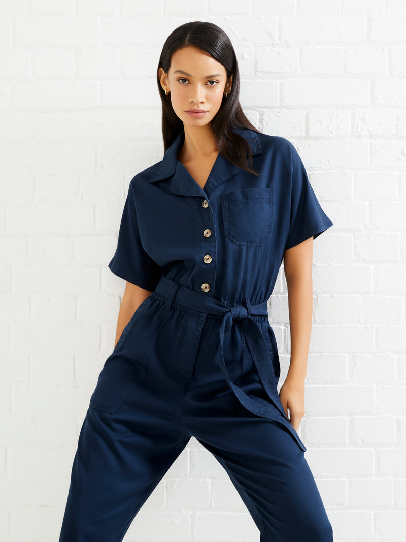 Elkie Twill Boiler Suit Marine | French Connection UK