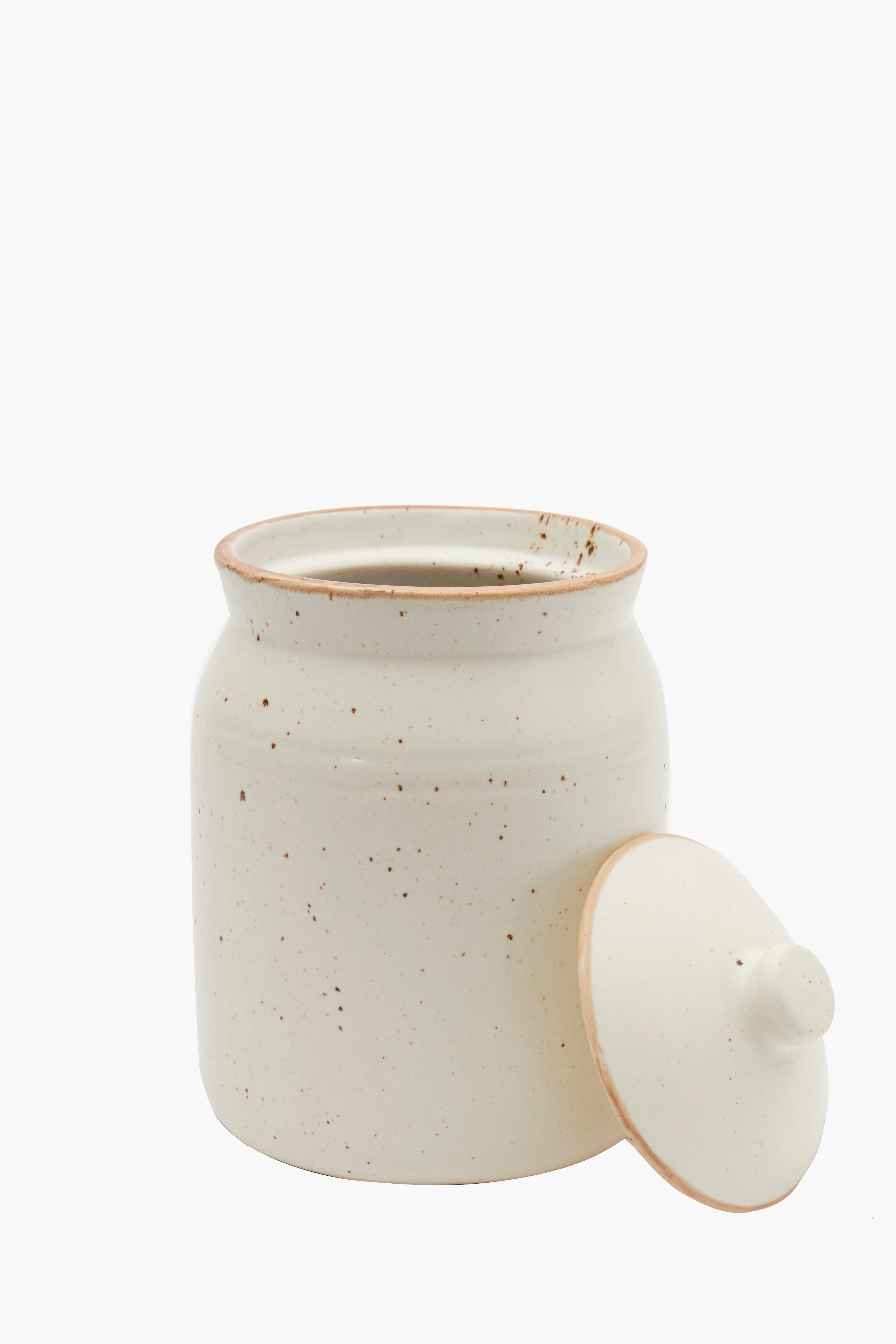 shoreline crockery jar with lid natural