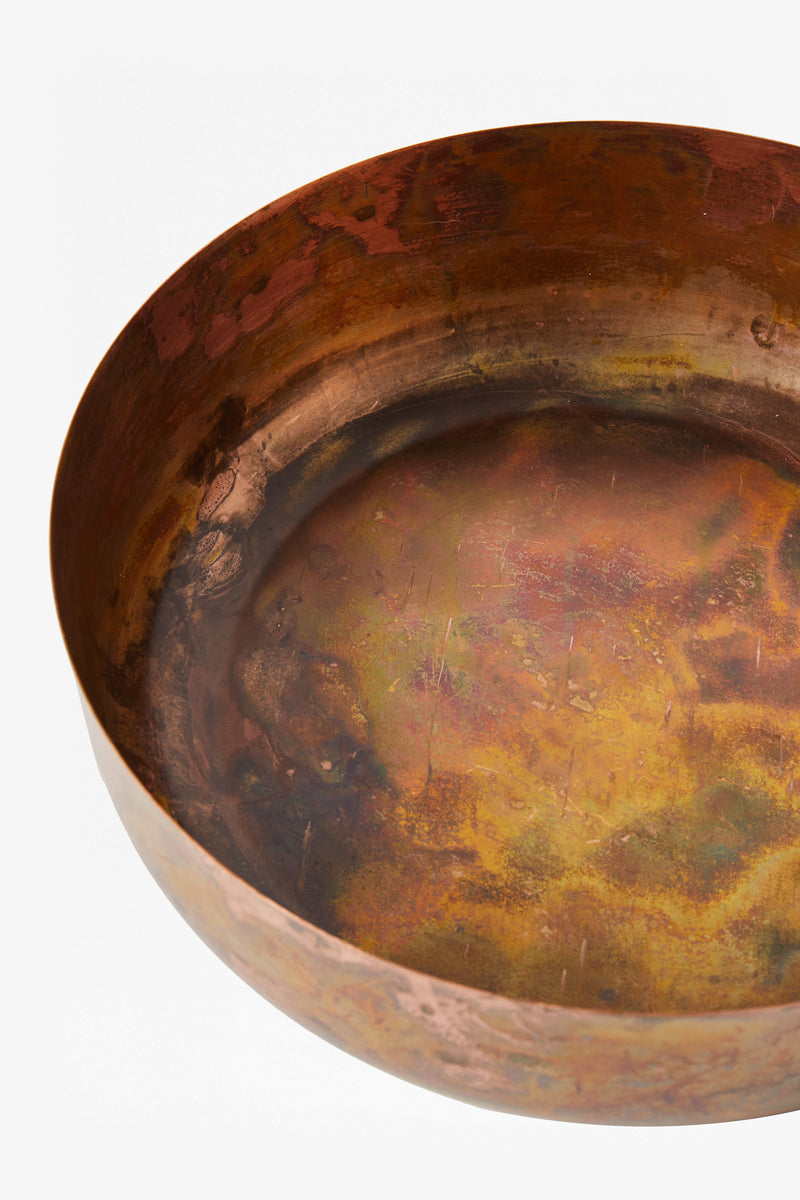 large molten copper bowl copper