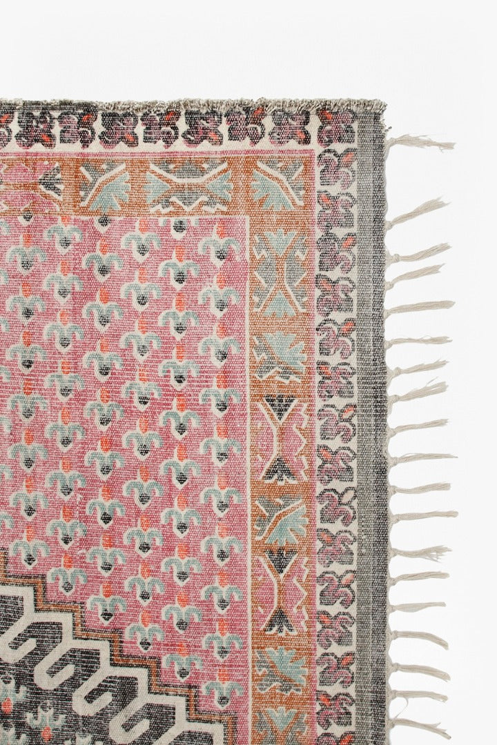 large poppy field rug pink and grey