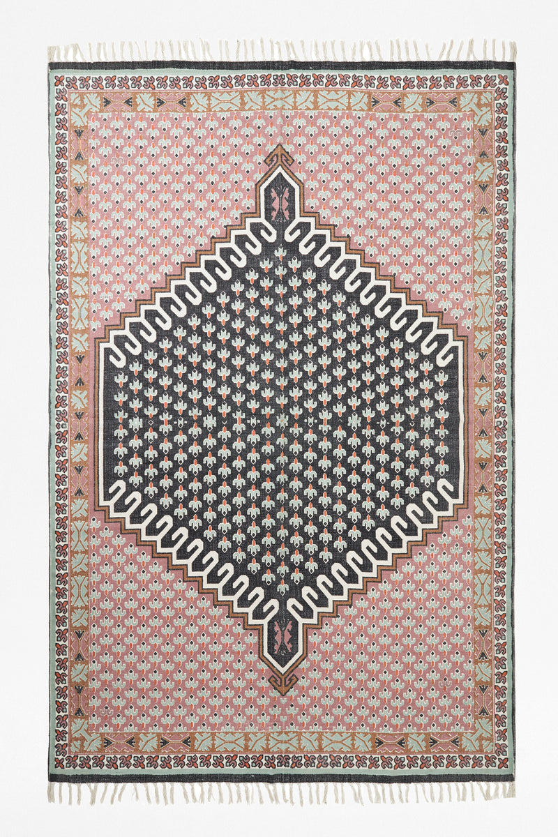 extra large poppy field rug pink and grey