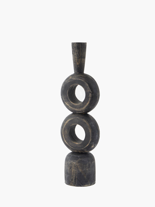 Tall Black Wooden Candle Holder