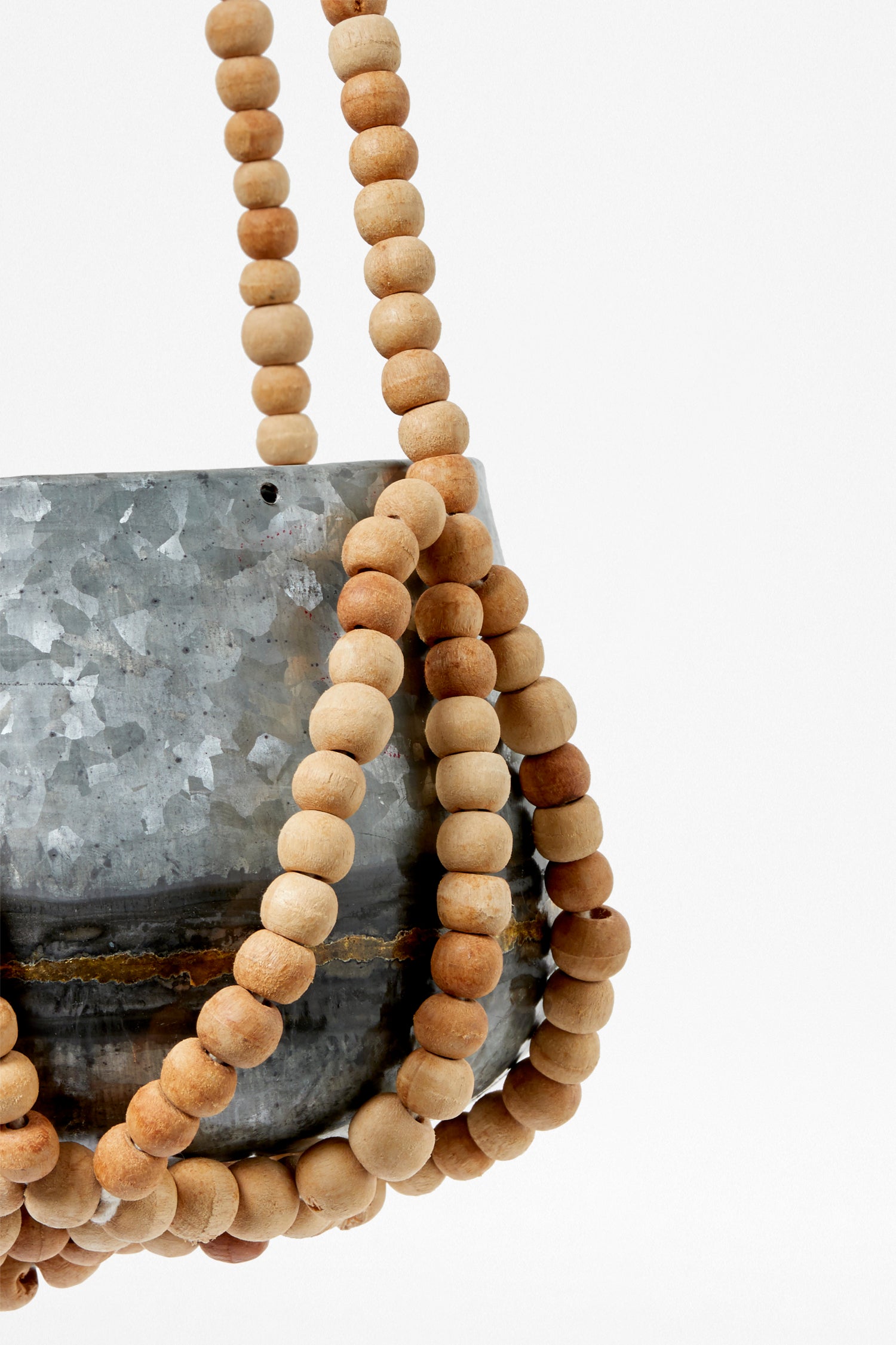 hanging beaded planter large natural