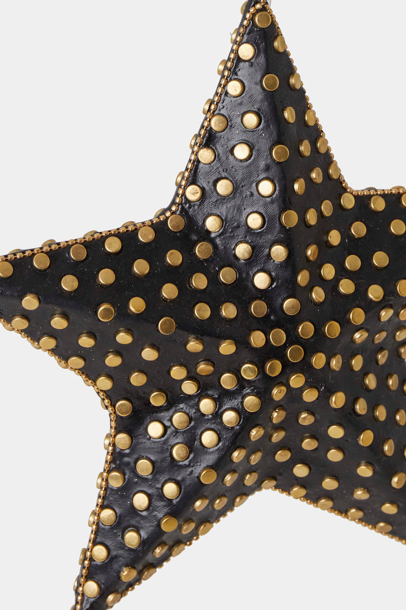 studded star ornament black/gold