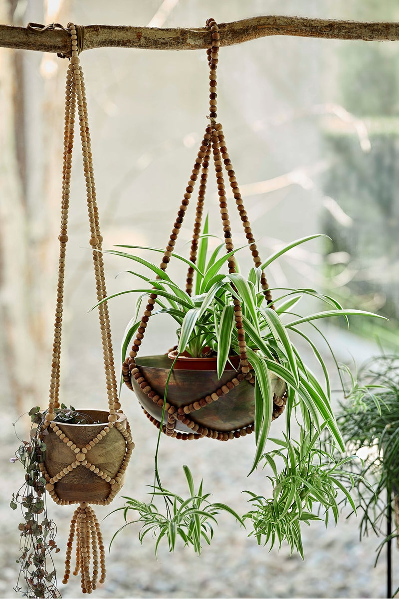 Beaded Hanging Planter Grey Mix