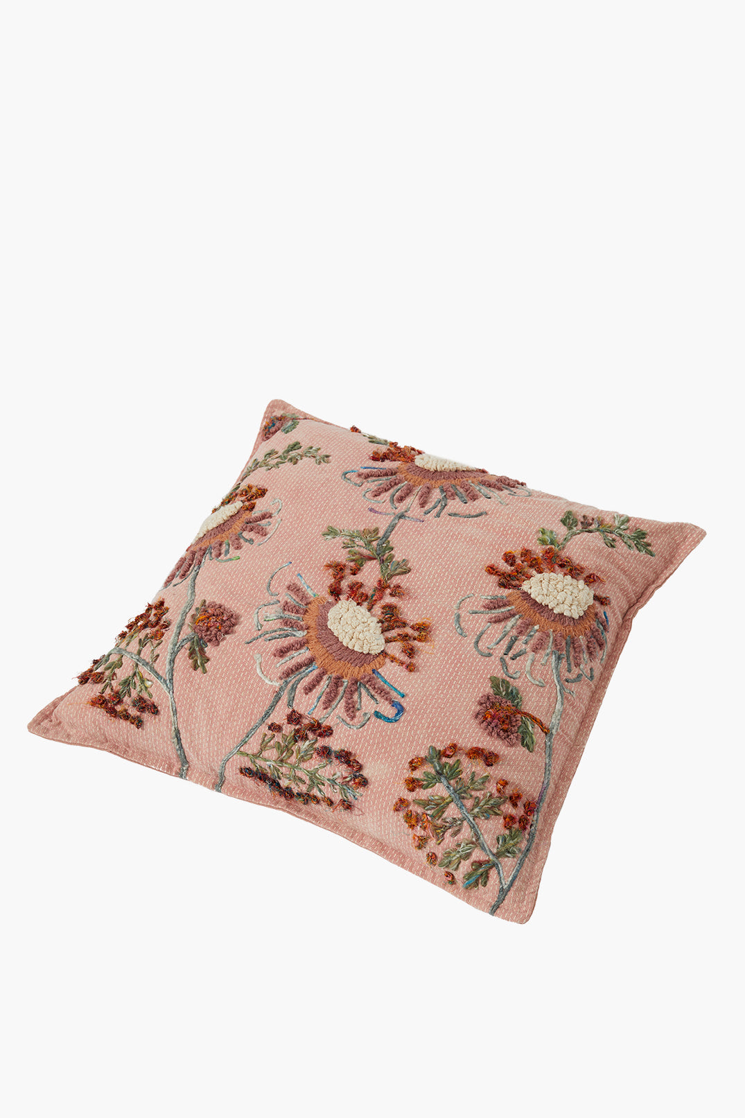 Embroidered Pink Cushion