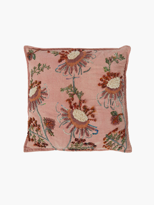 Embroidered Pink Cushion