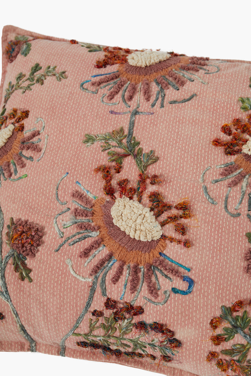Embroidered Pink Cushion