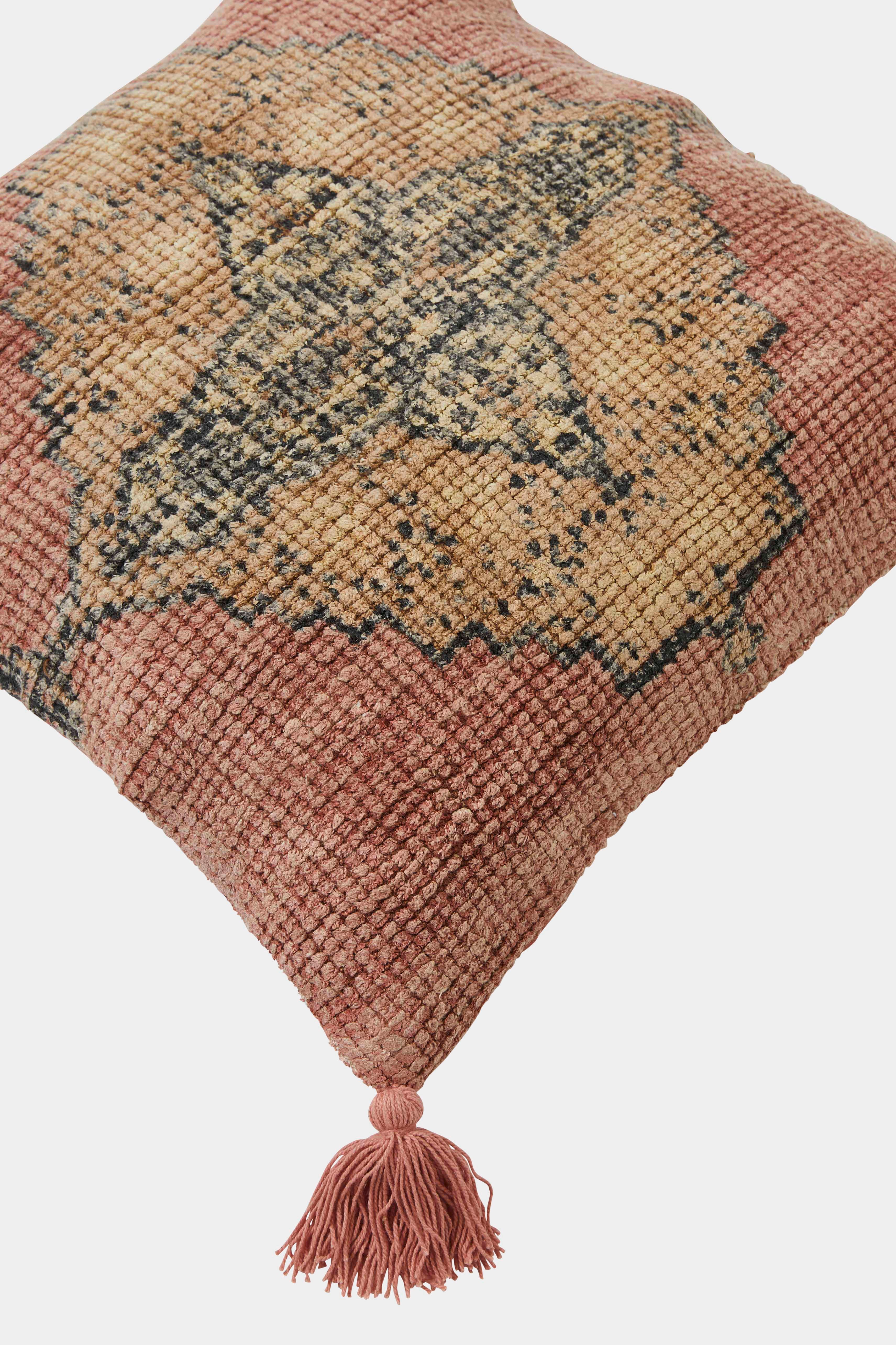 kerala tasselled cushion soft coral