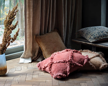 Raspberry Chevron Tufted Cushion