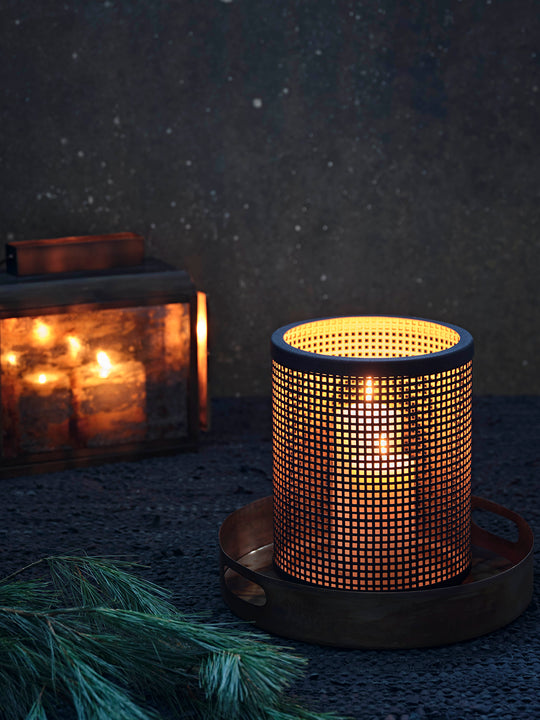 Wide Antique Gold Lantern
