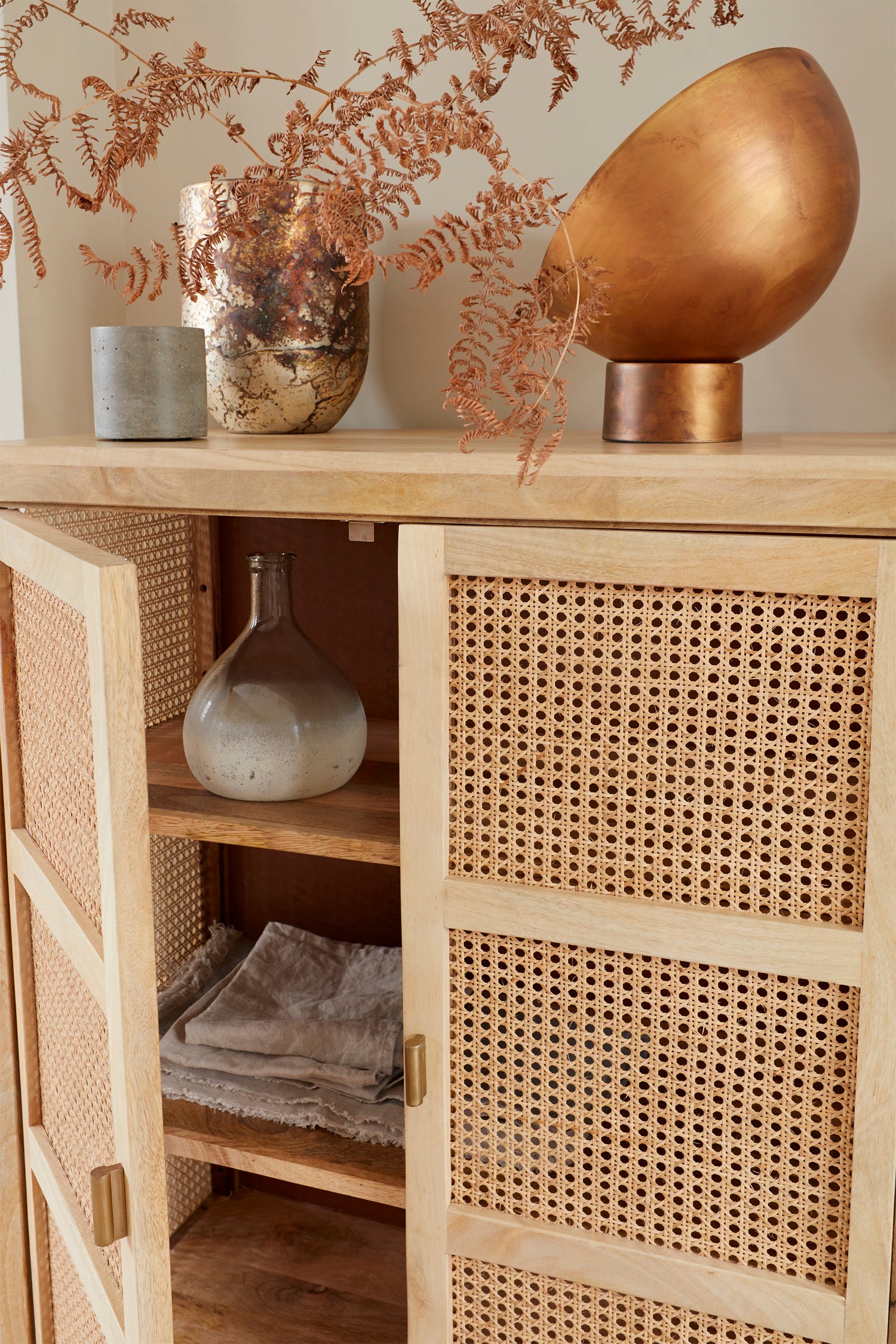 french cane cabinet natural