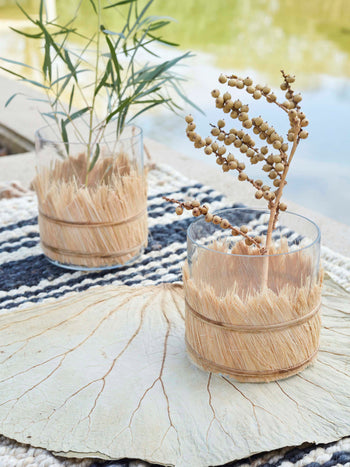 Small Golden Sun Raffia Glass