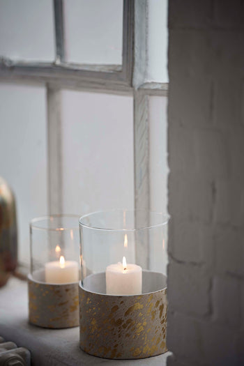 Large Cowhide Candle Holder