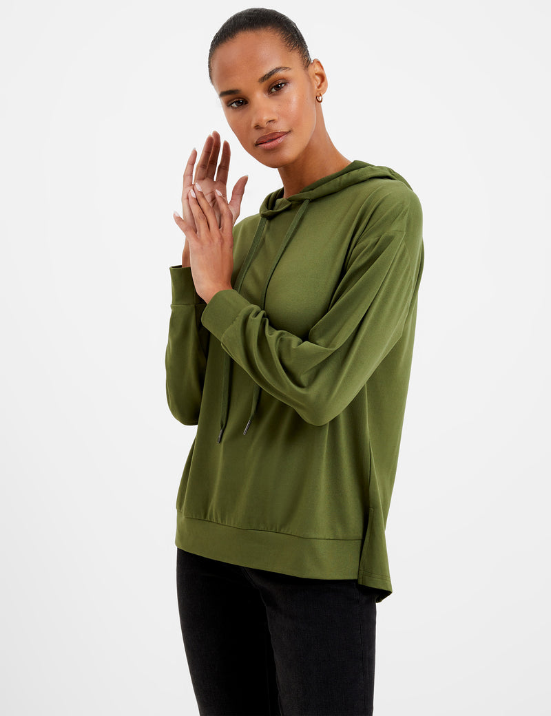Olive green hooded sweatshirt on sale