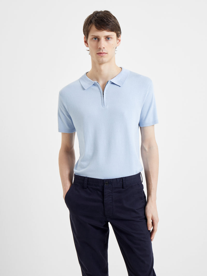 Half Zip Polo Shirt Sky | French Connection UK
