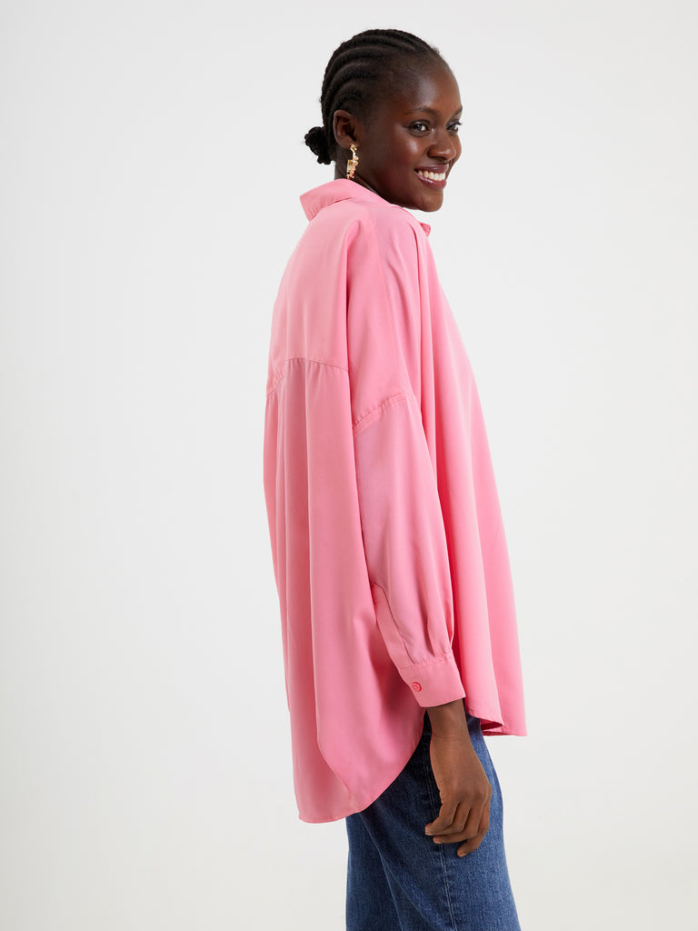 Rhodes Crepe Popover Shirt Bubblegum Pink | French Connection UK