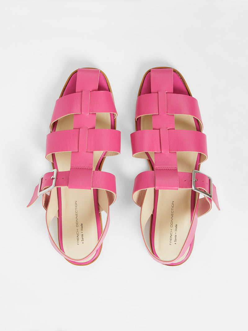 S+W x Luisa Fisherman Caged Sandals Fuschia | French Connection UK