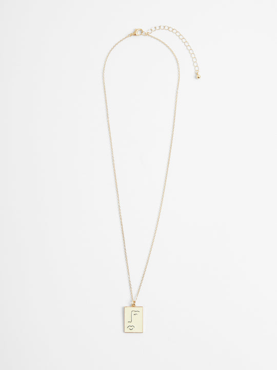 Abstract Enamel Face Necklace