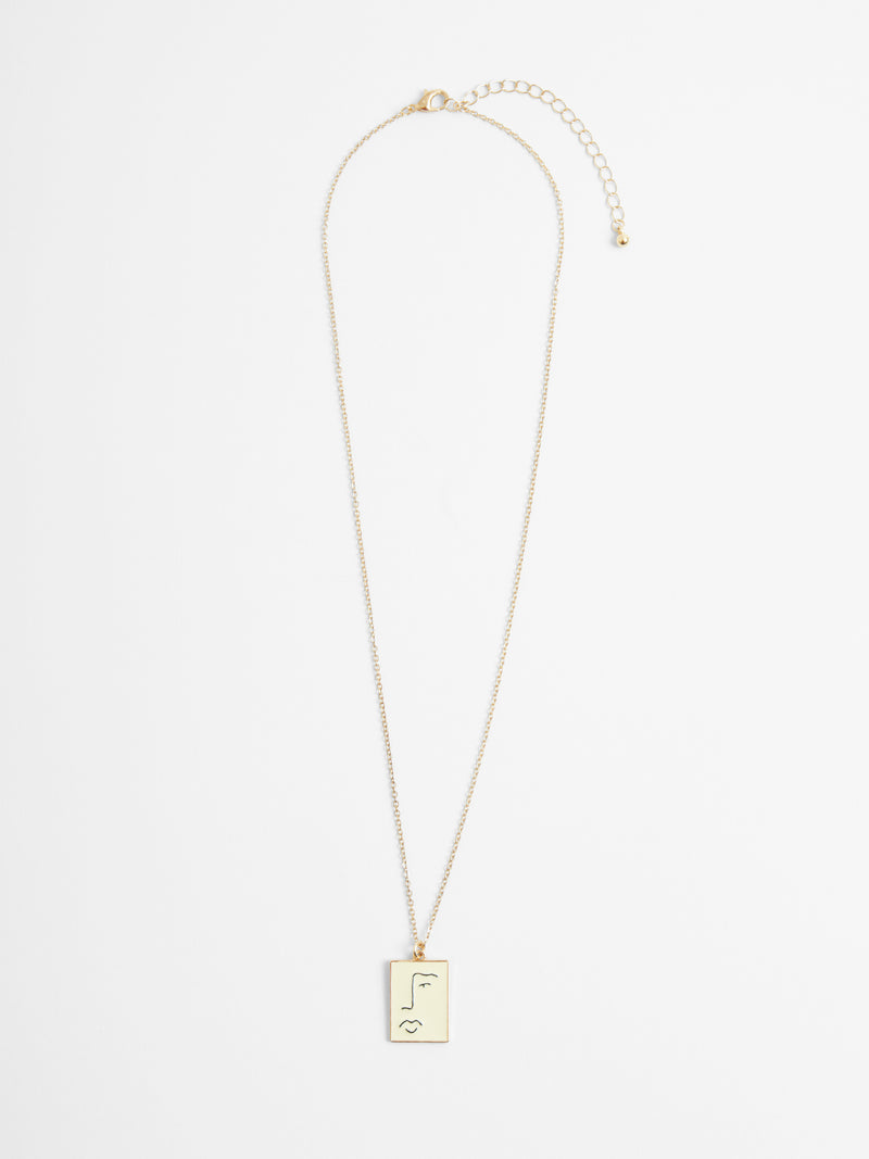 Abstract Enamel Face Necklace