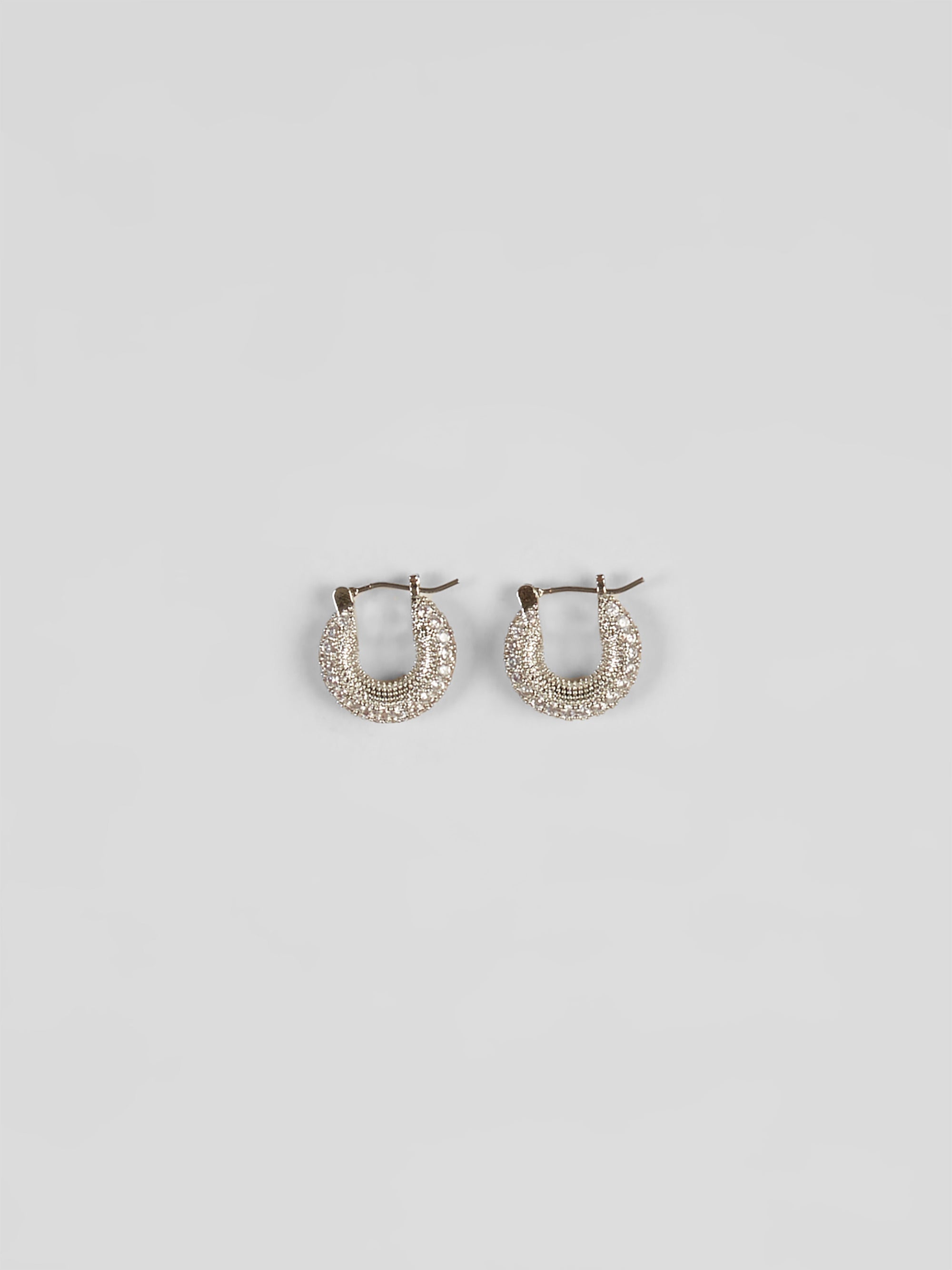 Chunky 3D Diamante Huggie Hoop Earrings