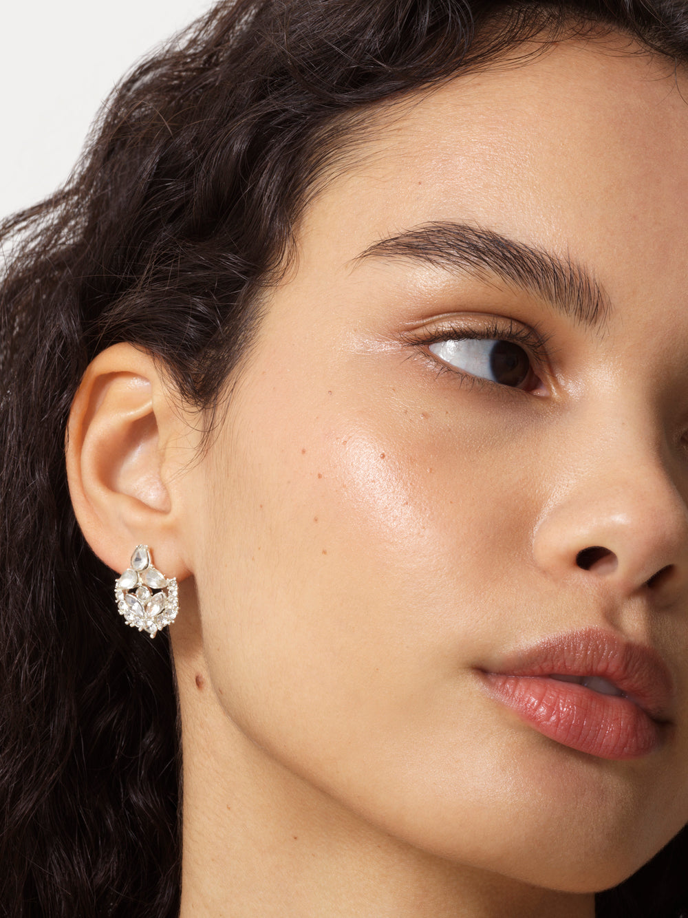 Large Diamante And Pearl Drop Earring | Boohoo UK