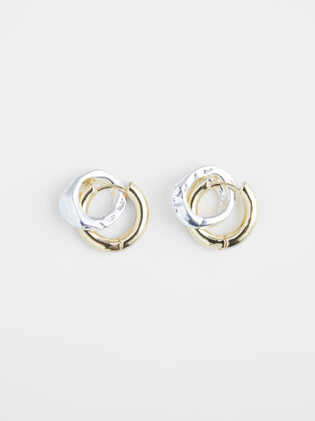 Mixed Metal Huggie Earrings