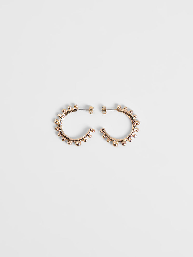Organic Metal Beaded Hoop Earrings