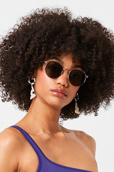 metal round rimless sunglasses gold