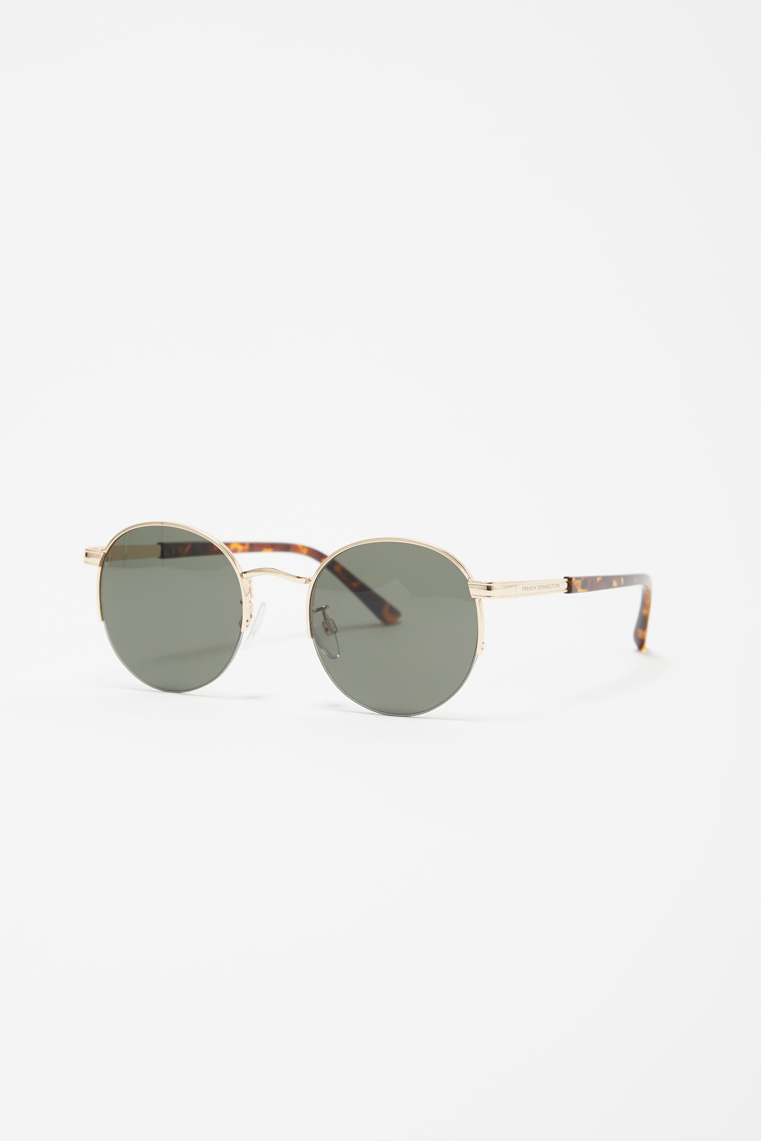 metal round rimless sunglasses gold