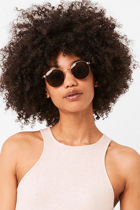 metal round rimless sunglasses gold