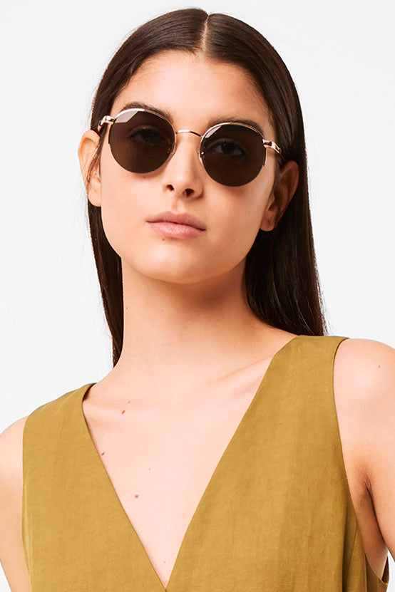 metal round rimless sunglasses gold