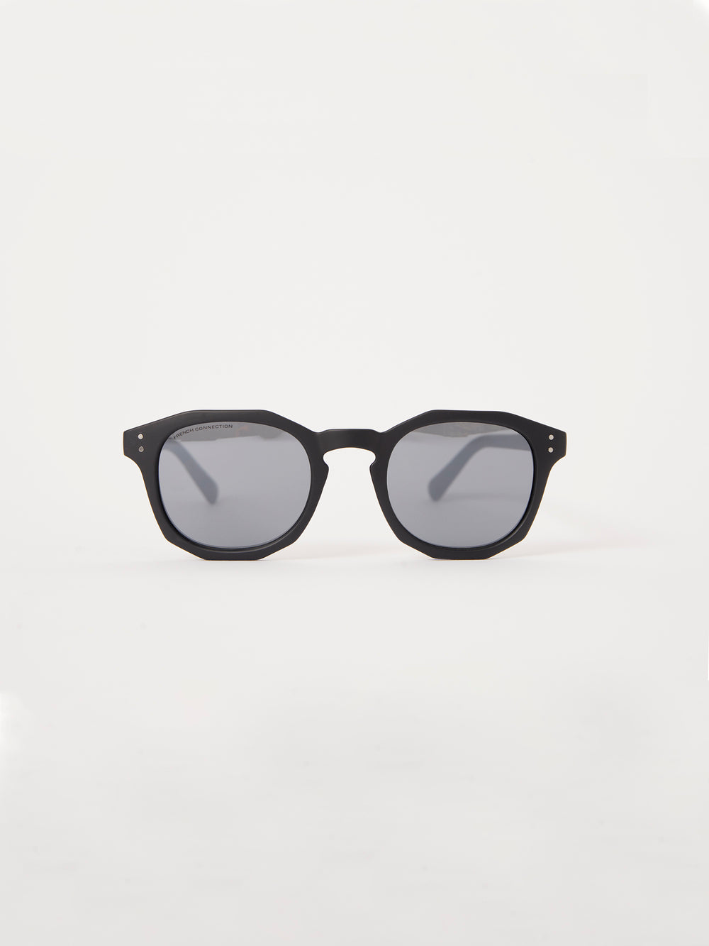 Faceted Preppy Sunglasses Charcoal | French Connection UK